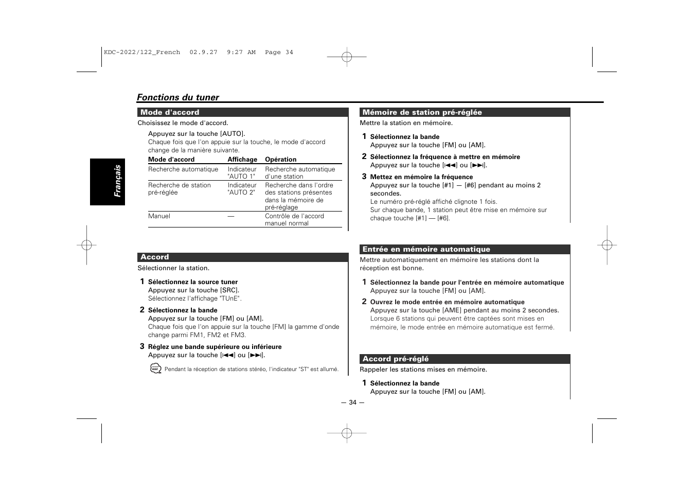 Kenwood KDC-122S User Manual | Page 34 / 92