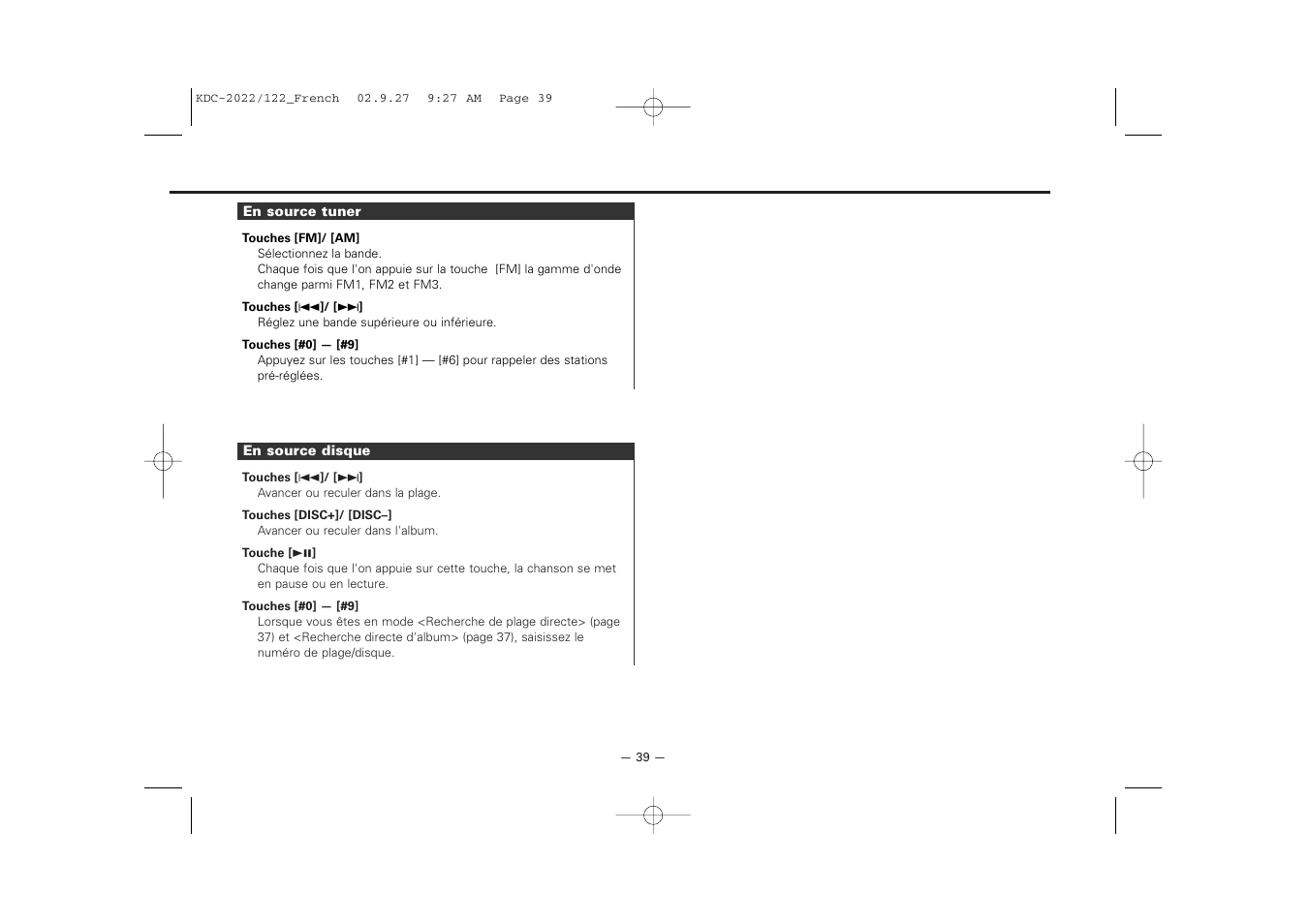 Kenwood KDC-122S User Manual | Page 39 / 92