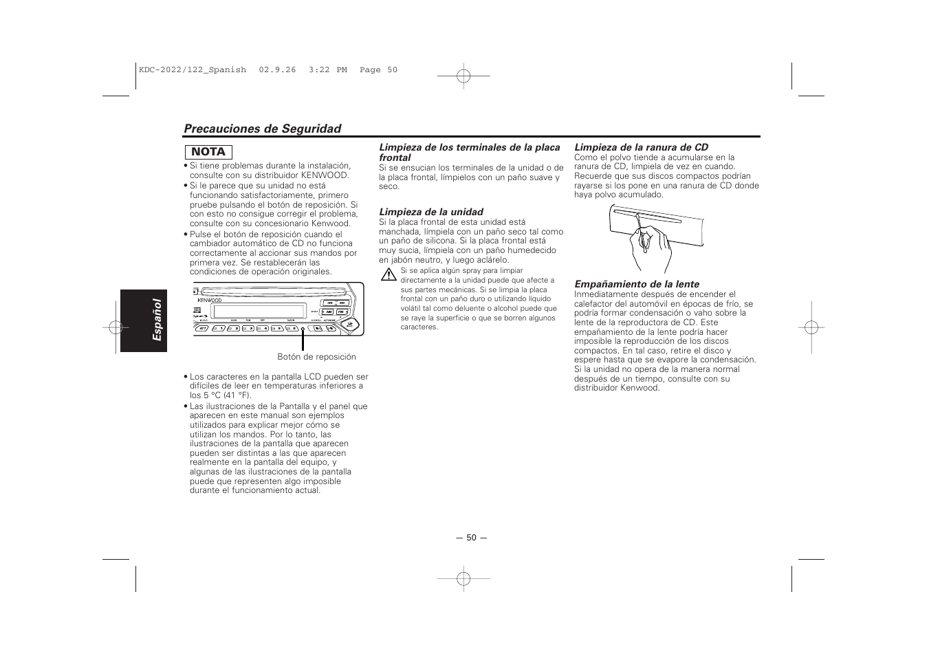 Kenwood KDC-122S User Manual | Page 50 / 92