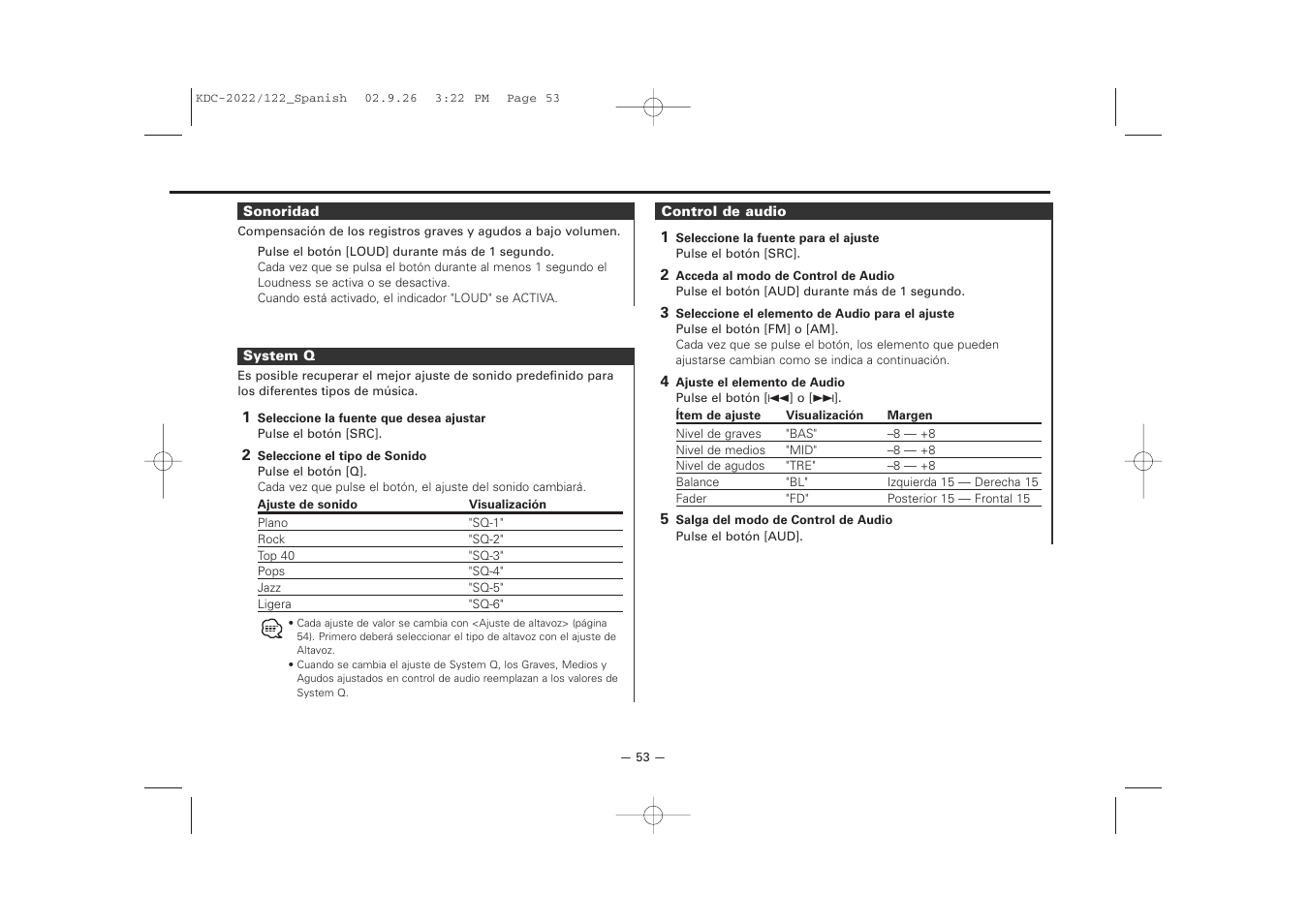 Kenwood KDC-122S User Manual | Page 53 / 92