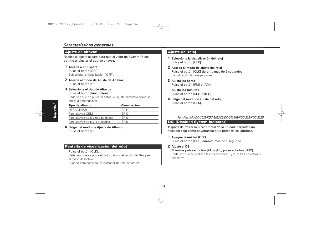 Kenwood KDC-122S User Manual | Page 54 / 92