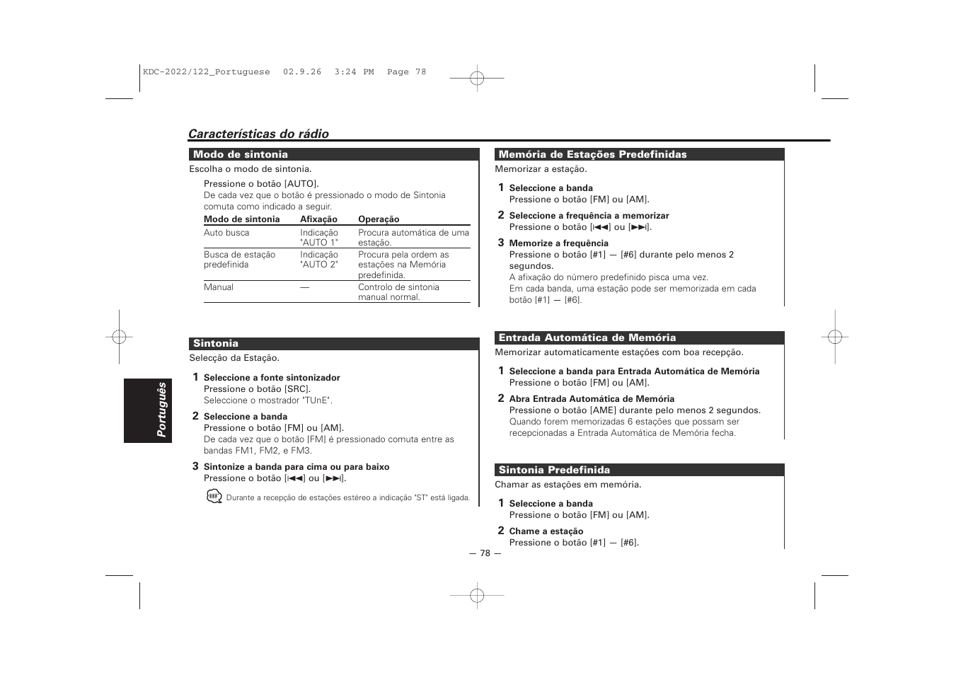 Kenwood KDC-122S User Manual | Page 78 / 92