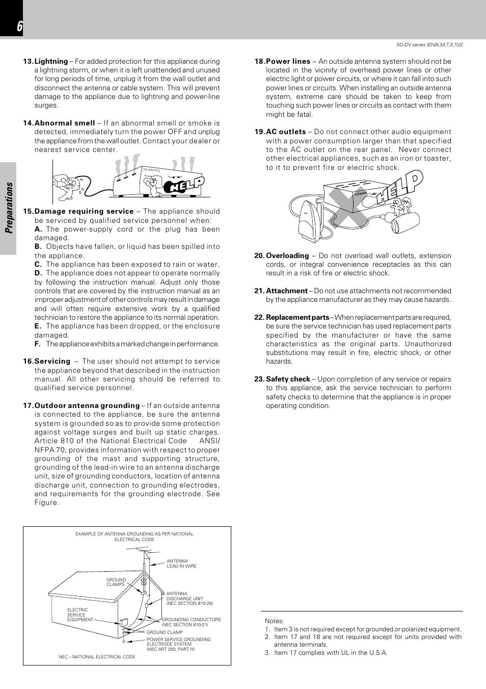 Preparations | Kenwood XD-DV75 User Manual | Page 6 / 73