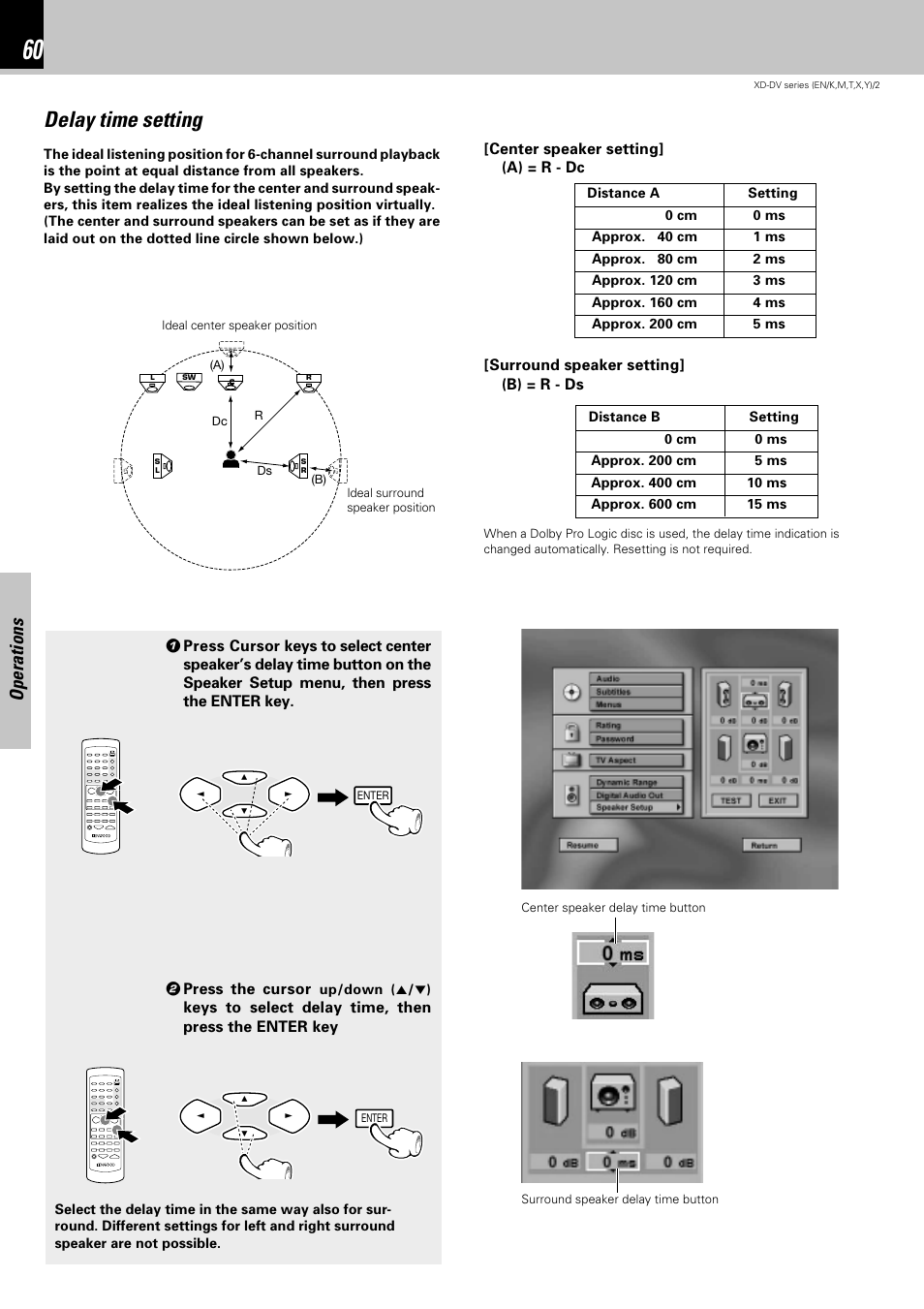 Delay time setting, Operations | Kenwood XD-DV75 User Manual | Page 60 / 73