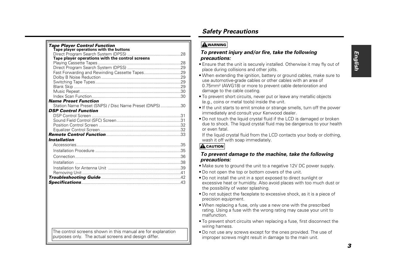 Safety precautions | Kenwood VZ907 User Manual | Page 3 / 44