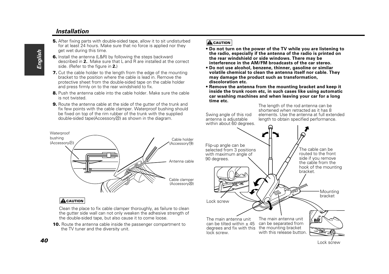 Installation | Kenwood VZ907 User Manual | Page 40 / 44