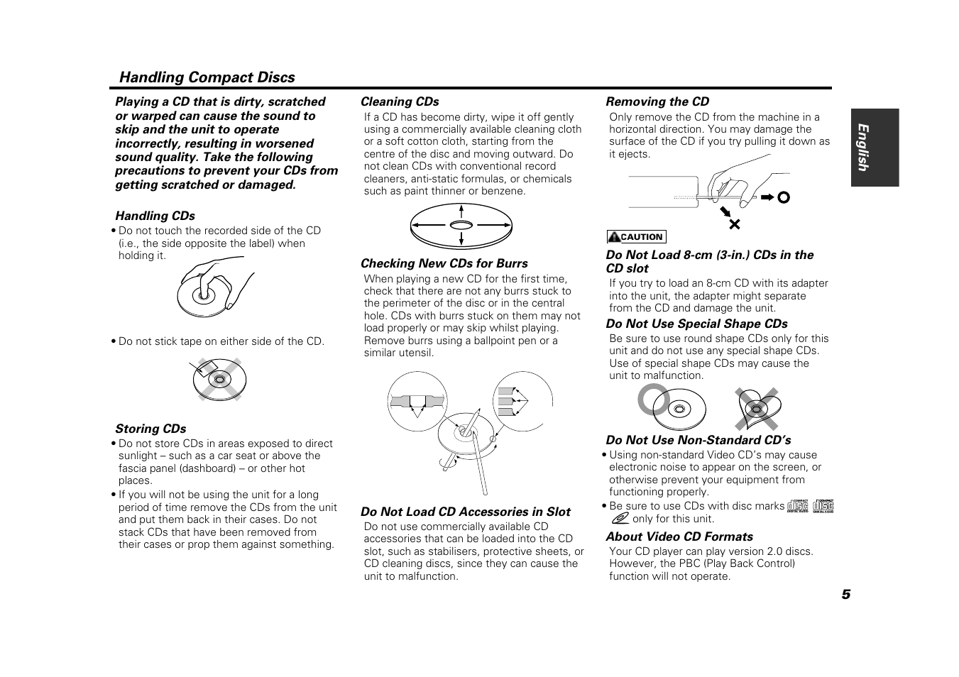 Handling compact discs | Kenwood VZ907 User Manual | Page 5 / 44