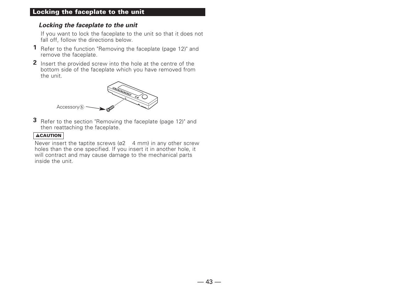 Locking the faceplate to the unit | Kenwood KDC-V7090R EN User Manual | Page 43 / 48