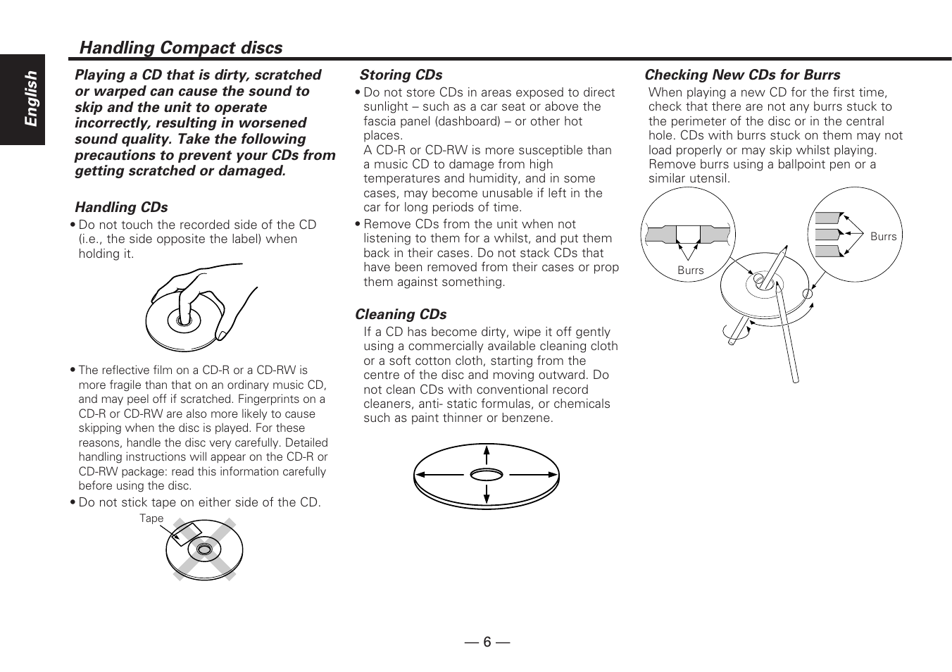 Handling compact discs | Kenwood KDC-V7090R EN User Manual | Page 6 / 48