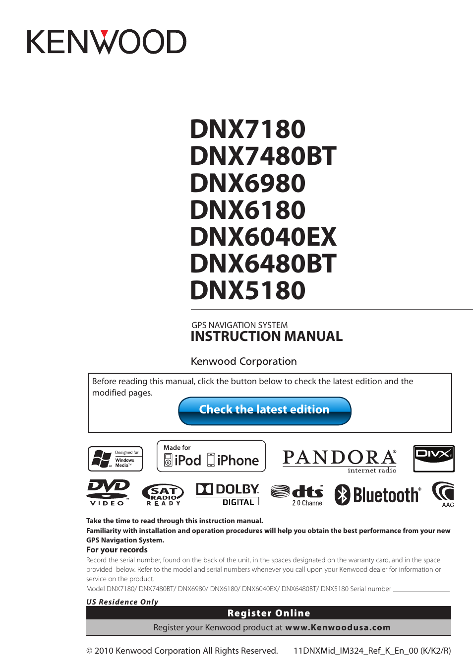 Kenwood DNX6040EX User Manual | 111 pages