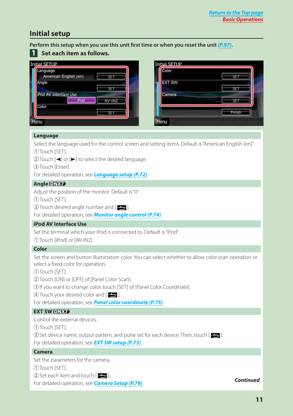 Initial setup | Kenwood DNX6040EX User Manual | Page 12 / 111