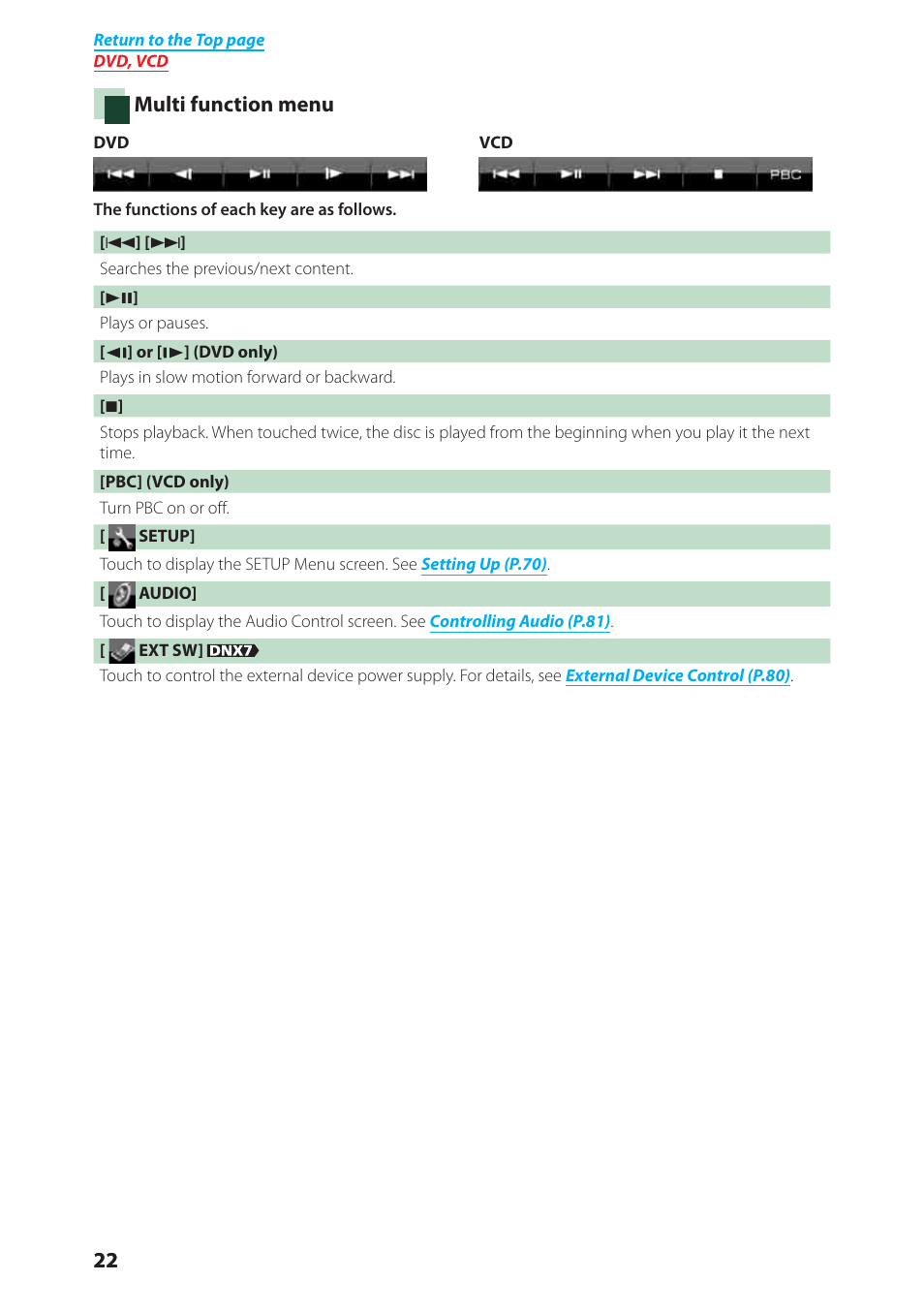 Multi function menu | Kenwood DNX6040EX User Manual | Page 23 / 111