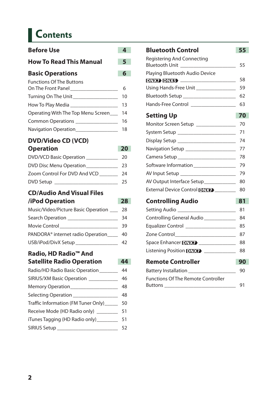 Ontents | Kenwood DNX6040EX User Manual | Page 3 / 111