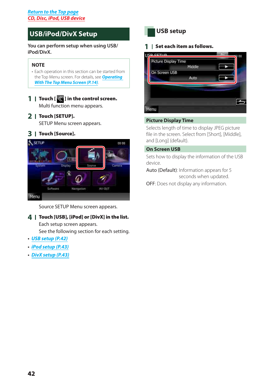 Usb/ipod/divx setup | Kenwood DNX6040EX User Manual | Page 43 / 111