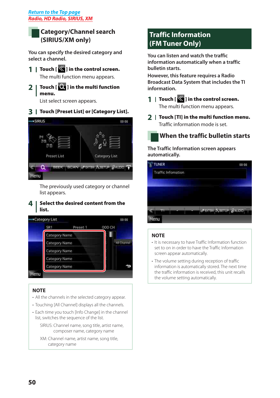 Traffic information (p.50), Traffic information (fm tuner only) | Kenwood DNX6040EX User Manual | Page 51 / 111