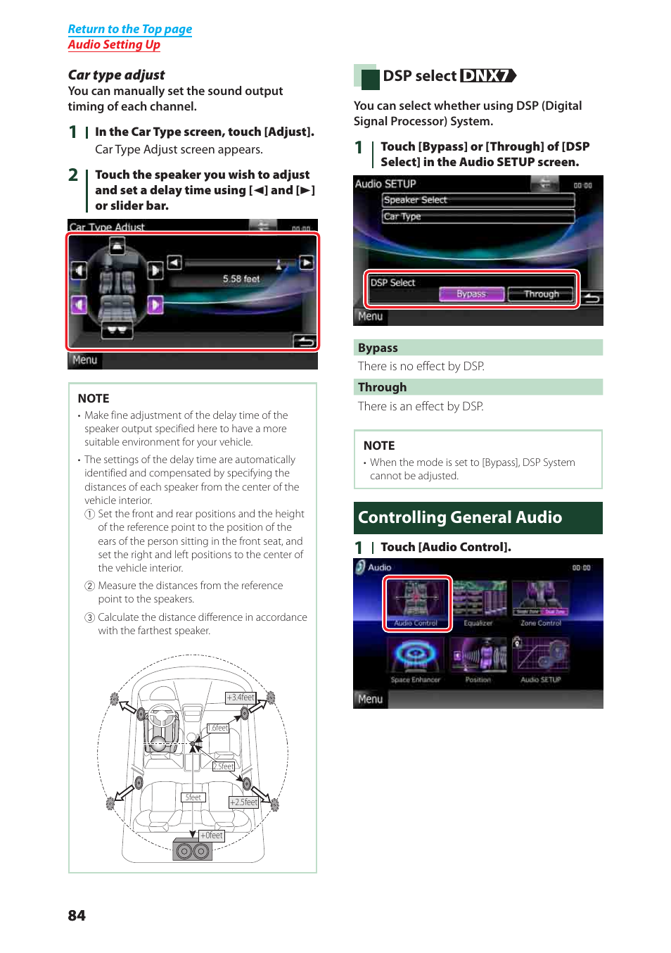 Controlling general audio, Dsp select | Kenwood DNX6040EX User Manual | Page 85 / 111