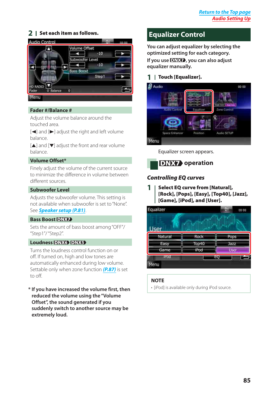 Equalizer control | Kenwood DNX6040EX User Manual | Page 86 / 111