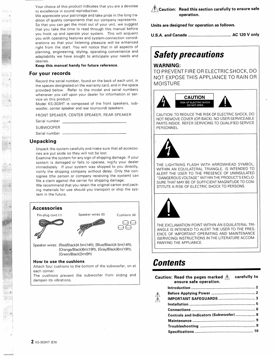 Kenwood KS-303HT User Manual | Page 2 / 10