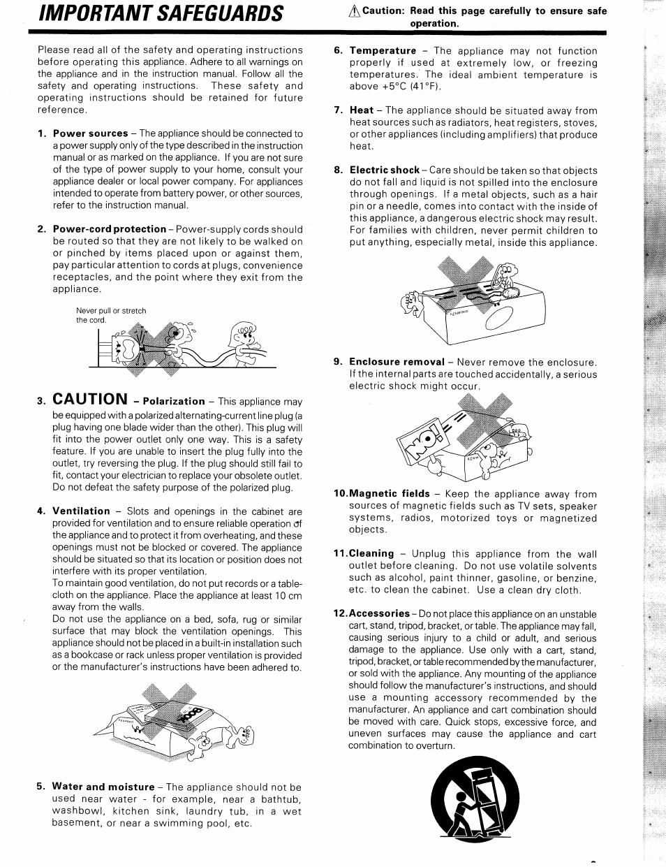 Important safeguards, Caution | Kenwood KS-303HT User Manual | Page 3 / 10