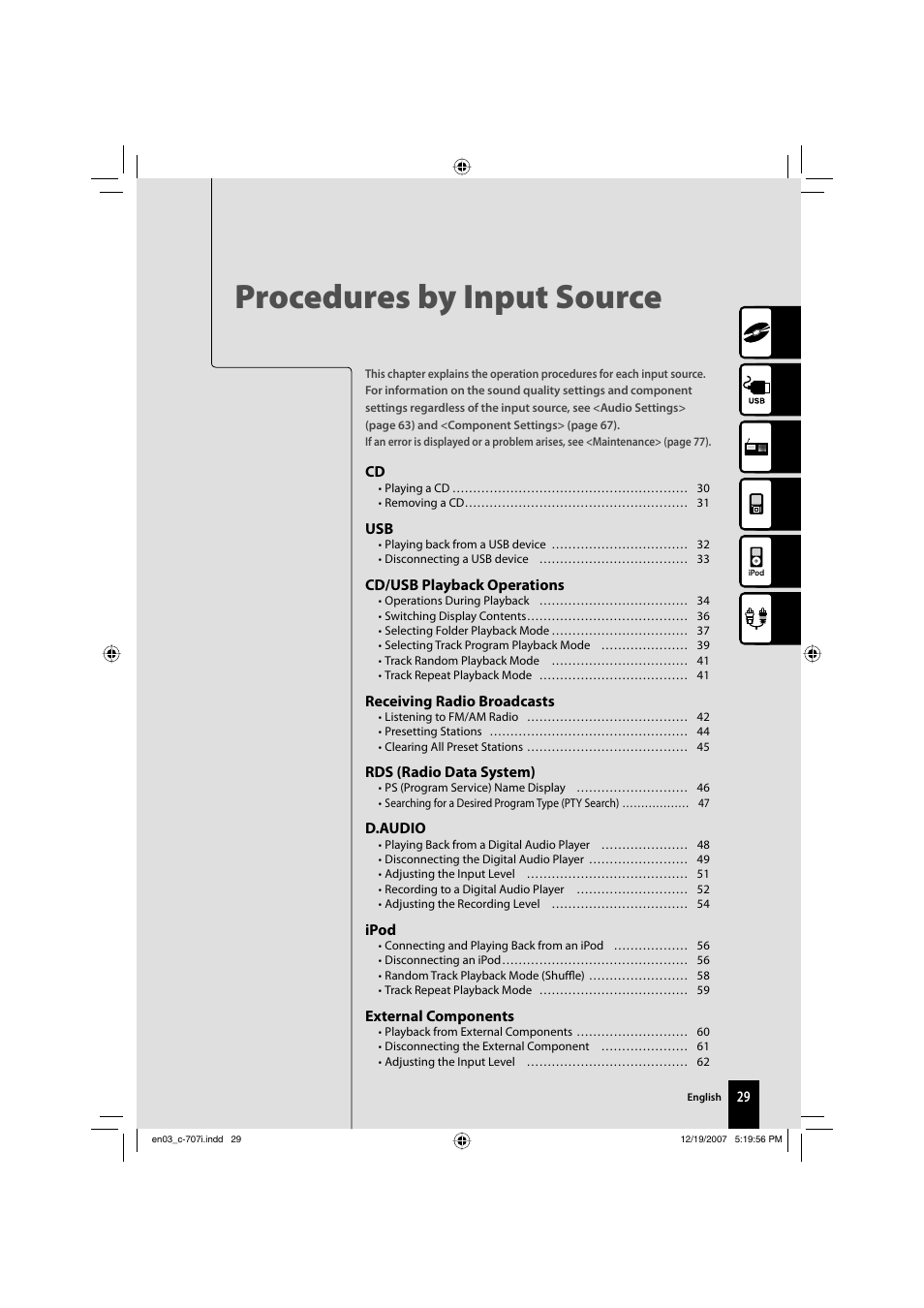 En03_c-707i.pdf, Procedures by input source | Kenwood C-707I User Manual | Page 29 / 84