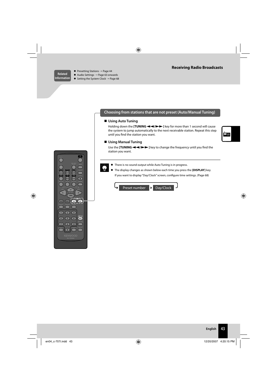 Kenwood C-707I User Manual | Page 43 / 84