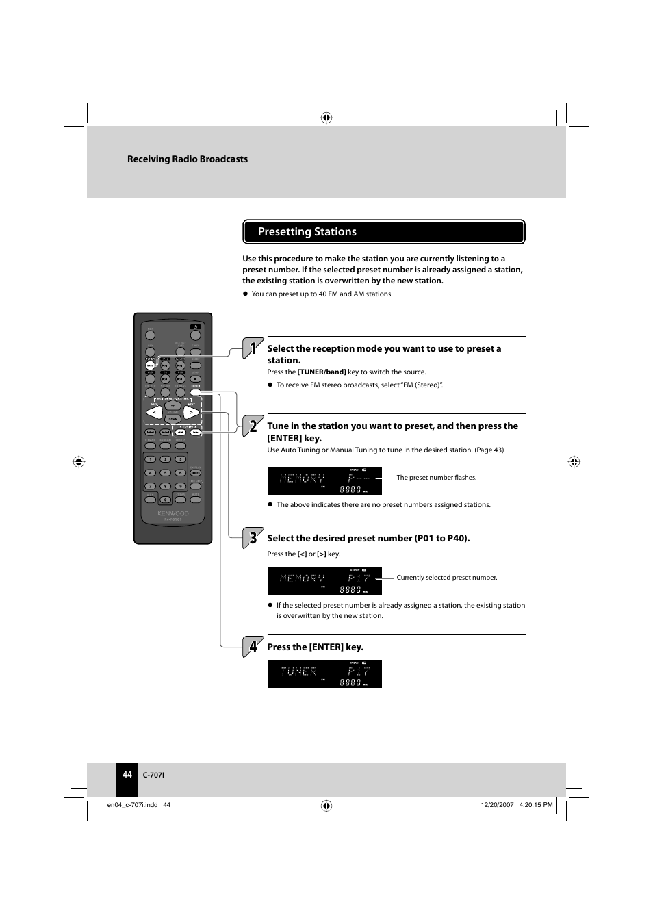 Kenwood C-707I User Manual | Page 44 / 84