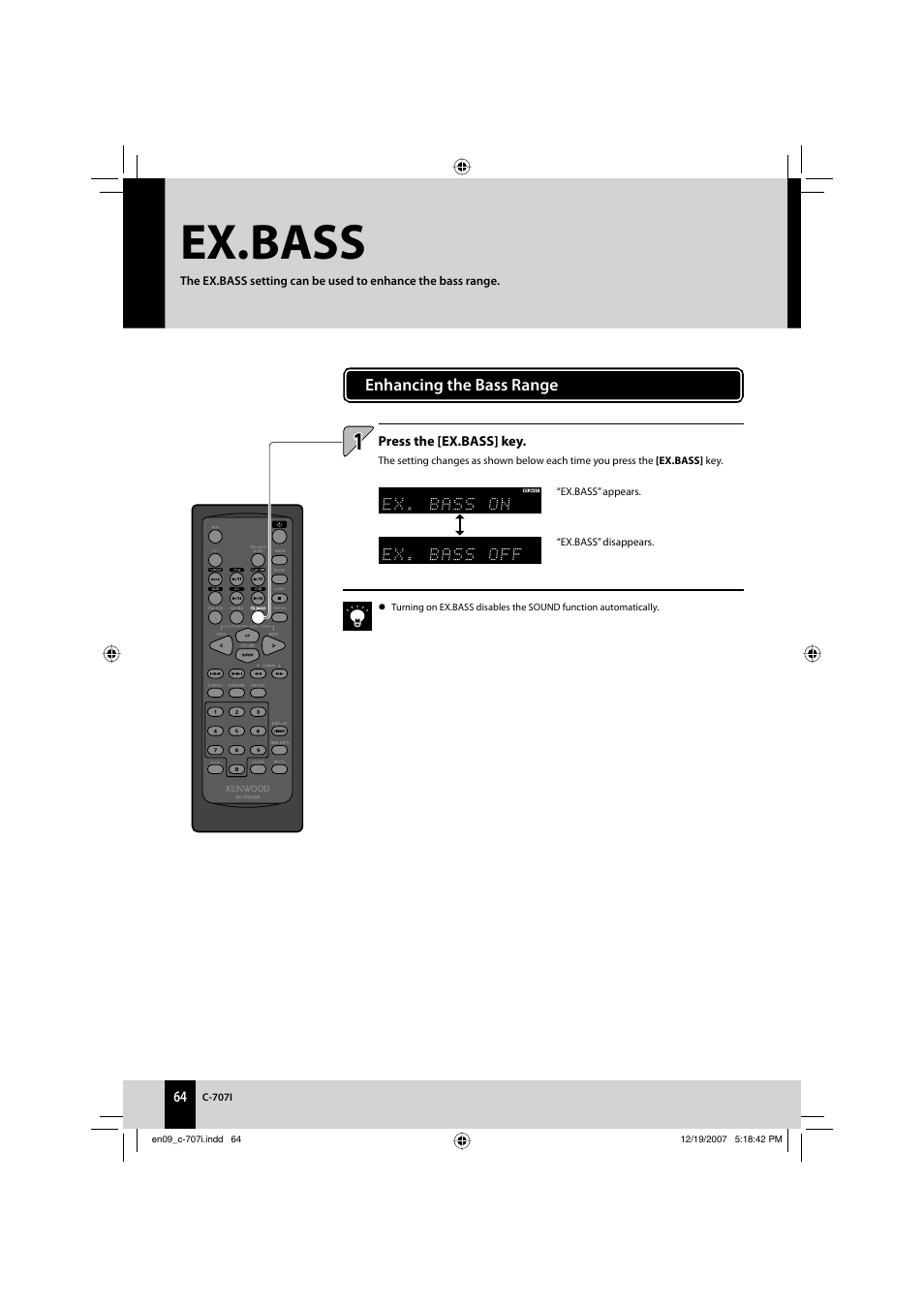 Ex.bass | Kenwood C-707I User Manual | Page 64 / 84