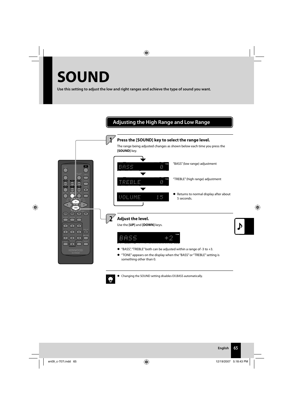 Sound | Kenwood C-707I User Manual | Page 65 / 84