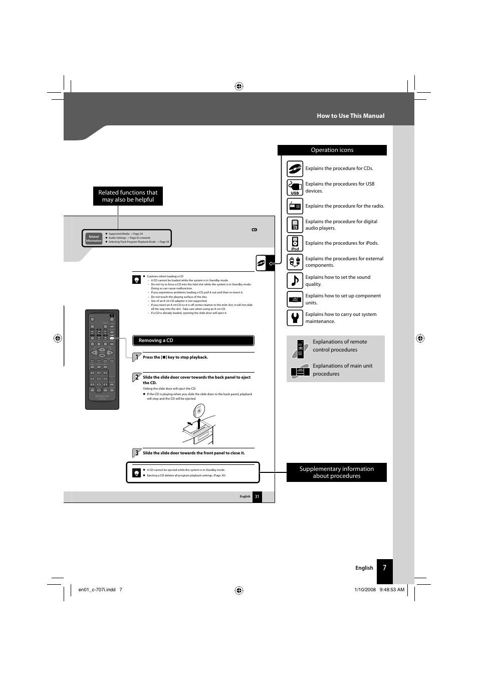 Kenwood C-707I User Manual | Page 7 / 84