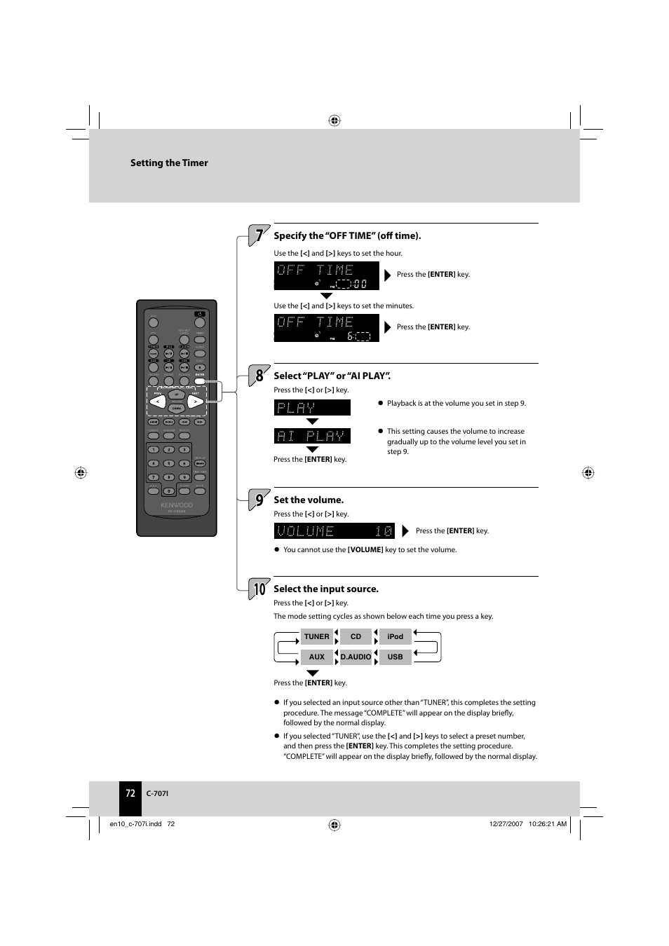 Kenwood C-707I User Manual | Page 72 / 84