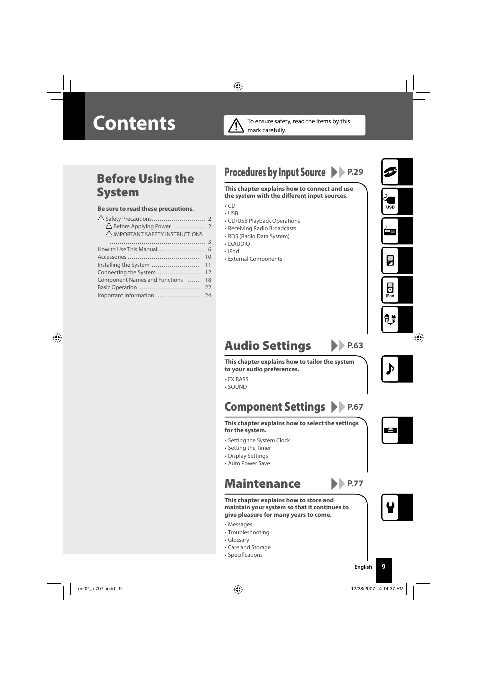 Kenwood C-707I User Manual | Page 9 / 84