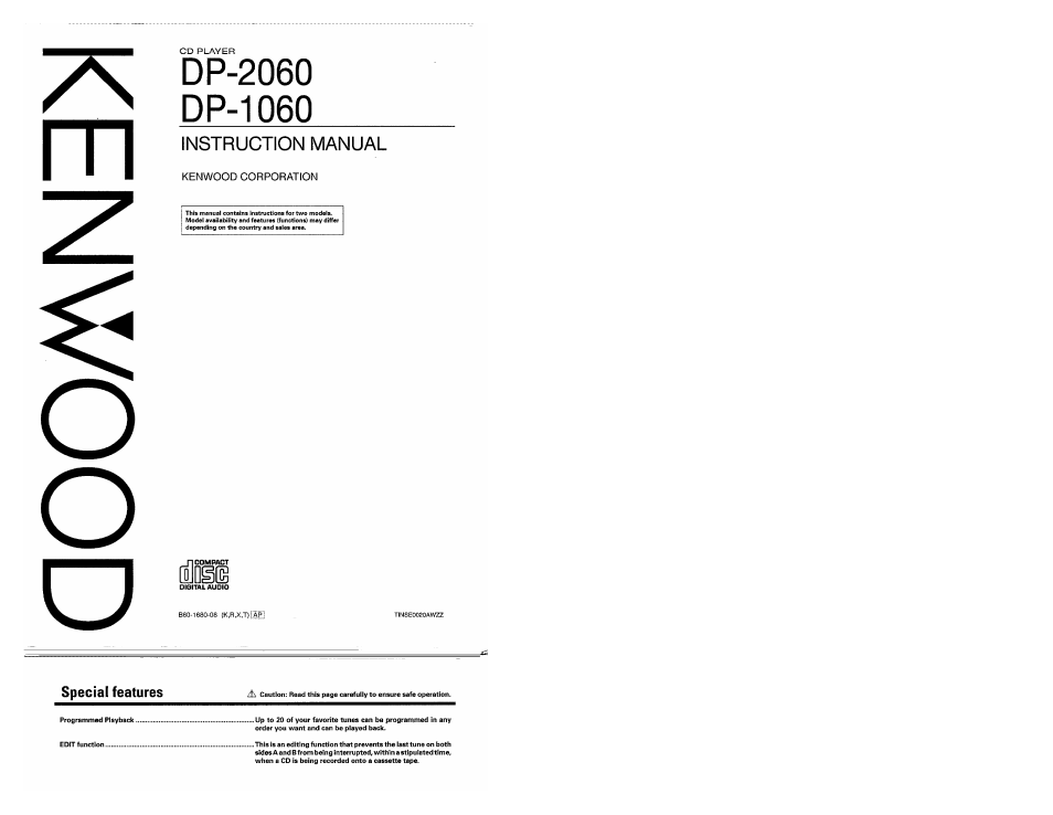 Kenwood DP-2060 User Manual | 20 pages