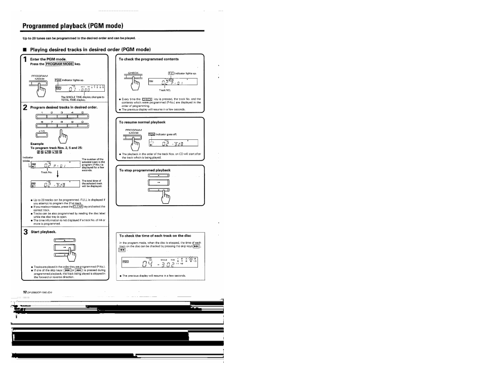 C 3 ^3, Ip p, Program m ed playback (pg m m ode) | Playing desired tracks in desired order (pgm mode) | Kenwood DP-2060 User Manual | Page 12 / 20