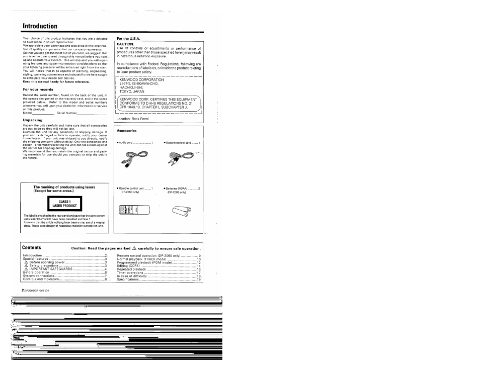 Introduction | Kenwood DP-2060 User Manual | Page 2 / 20