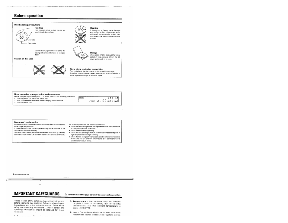 Before operation | Kenwood DP-2060 User Manual | Page 6 / 20