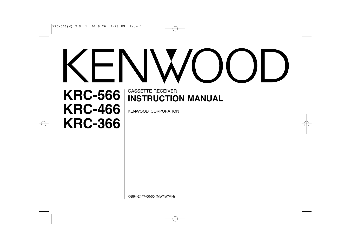 Kenwood KRC-566 User Manual | 24 pages