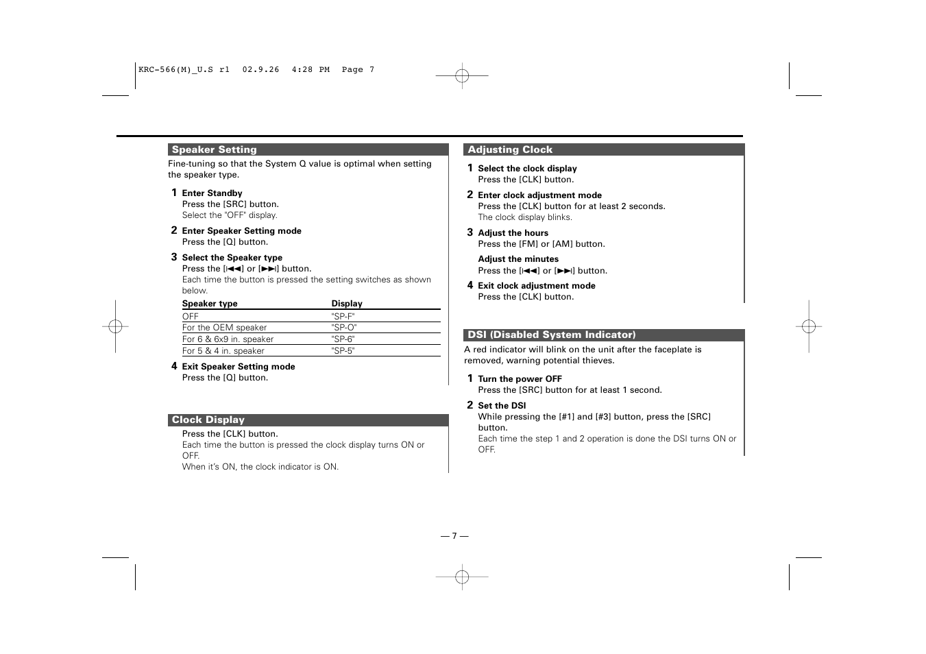 Kenwood KRC-566 User Manual | Page 7 / 24