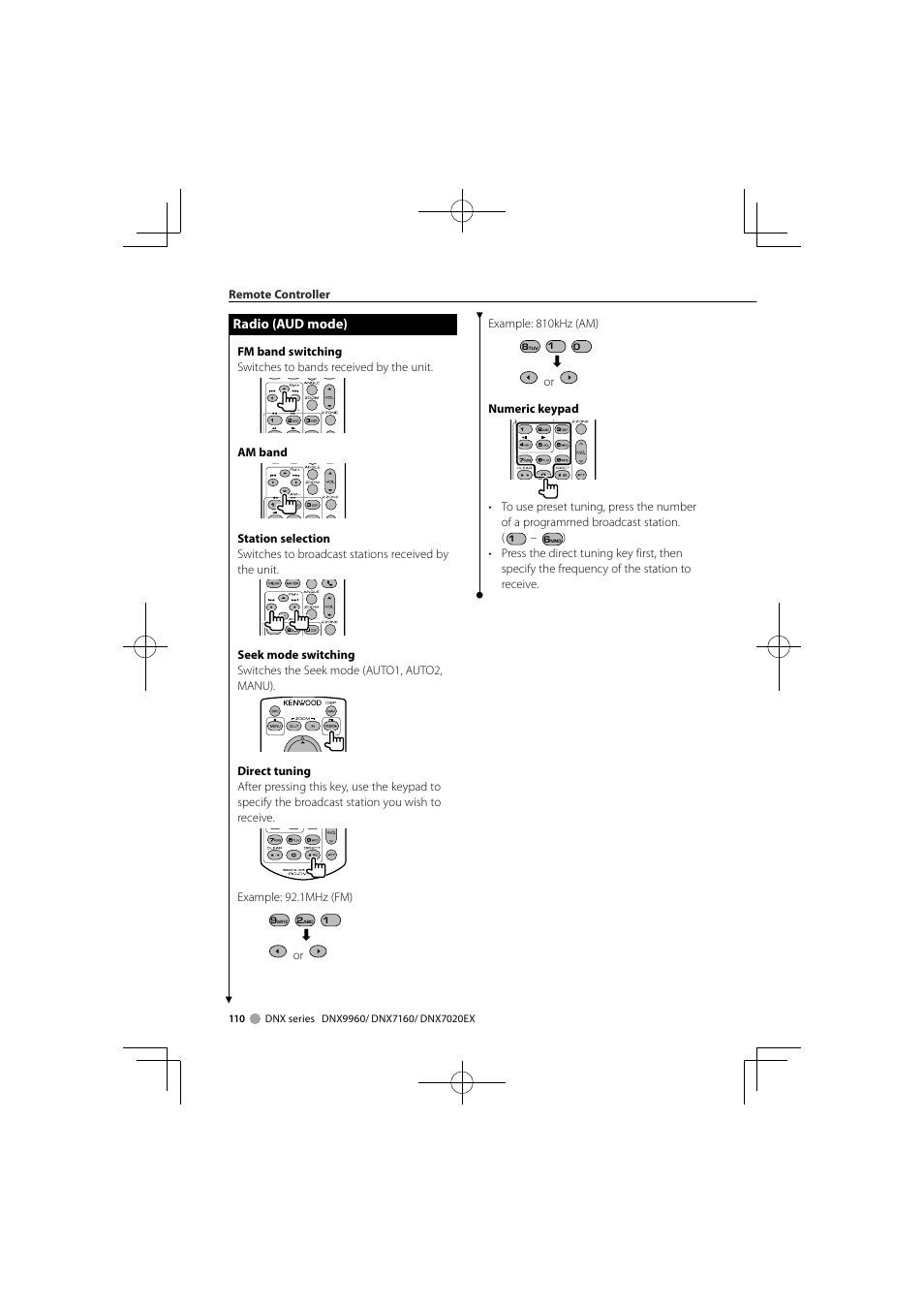 Radio (aud mode) | Kenwood DDX8046BT User Manual | Page 110 / 124