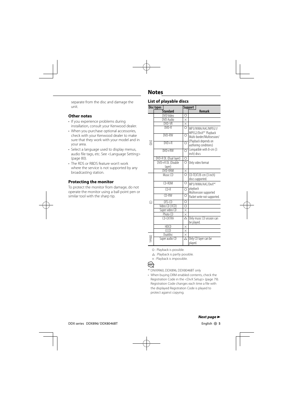 Kenwood DDX8046BT User Manual | Page 5 / 124