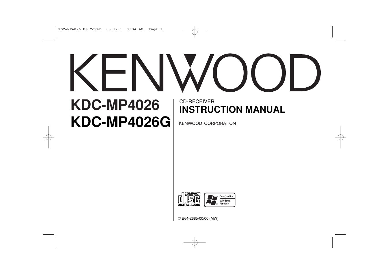 Kenwood KDC-MP4026 User Manual | 32 pages