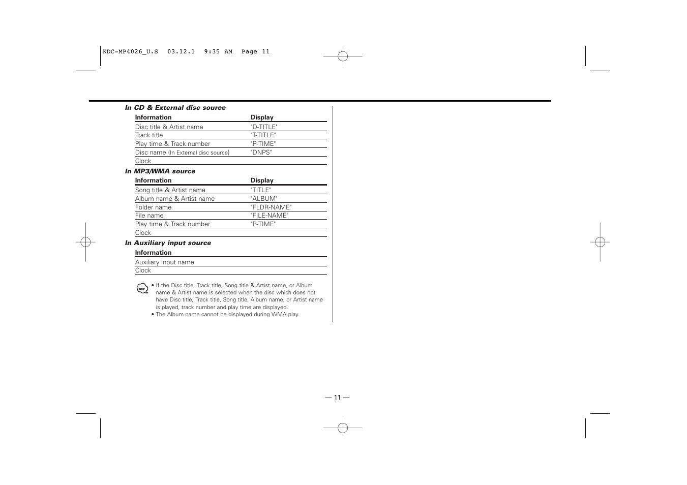Kenwood KDC-MP4026 User Manual | Page 11 / 32