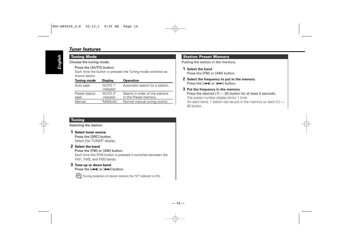 Kenwood KDC-MP4026 User Manual | Page 14 / 32