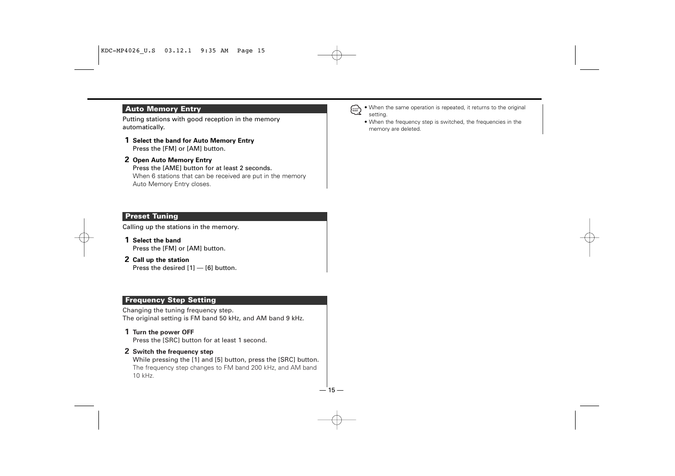 Kenwood KDC-MP4026 User Manual | Page 15 / 32