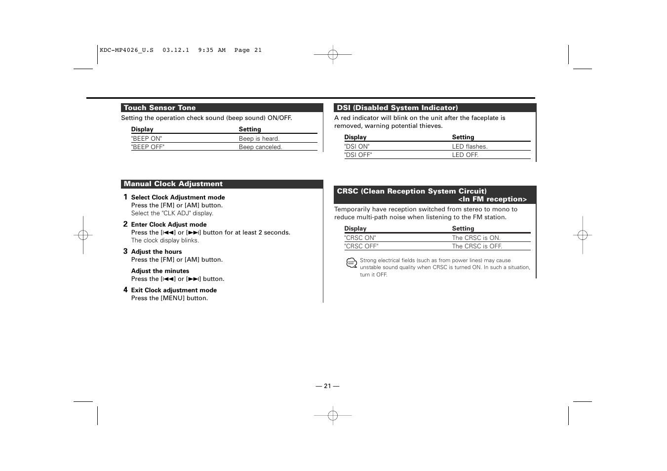 Kenwood KDC-MP4026 User Manual | Page 21 / 32