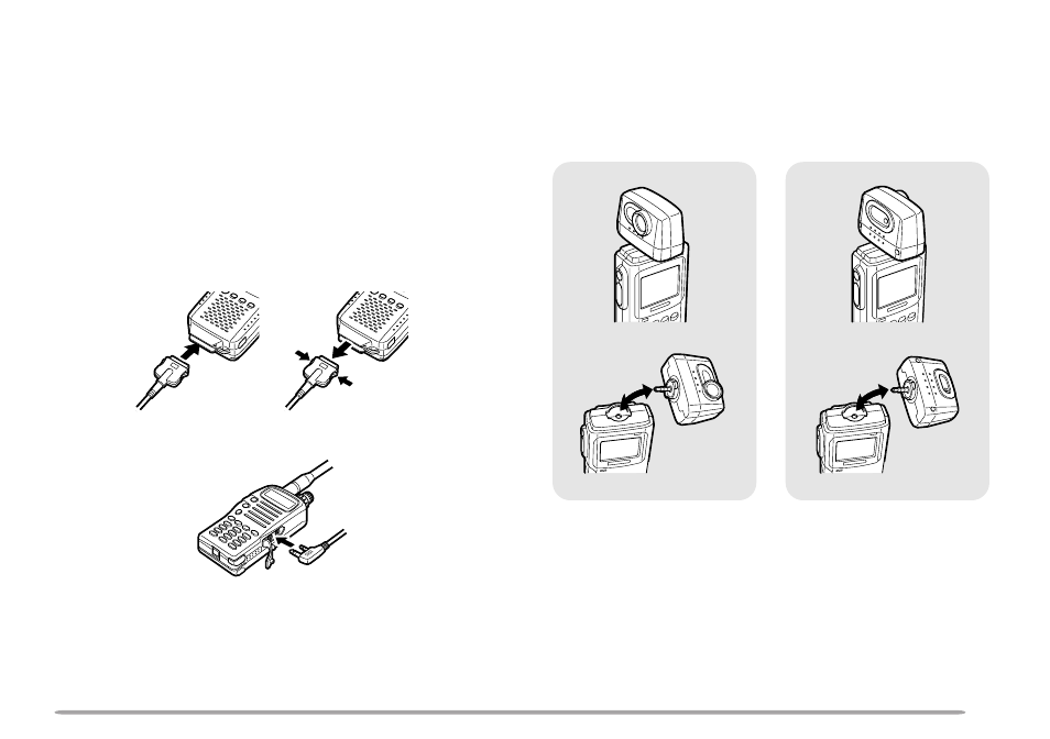 Connection with a handy transceiver, Removing/ reinstalling the camera unit | Kenwood VC-H1 User Manual | Page 9 / 24