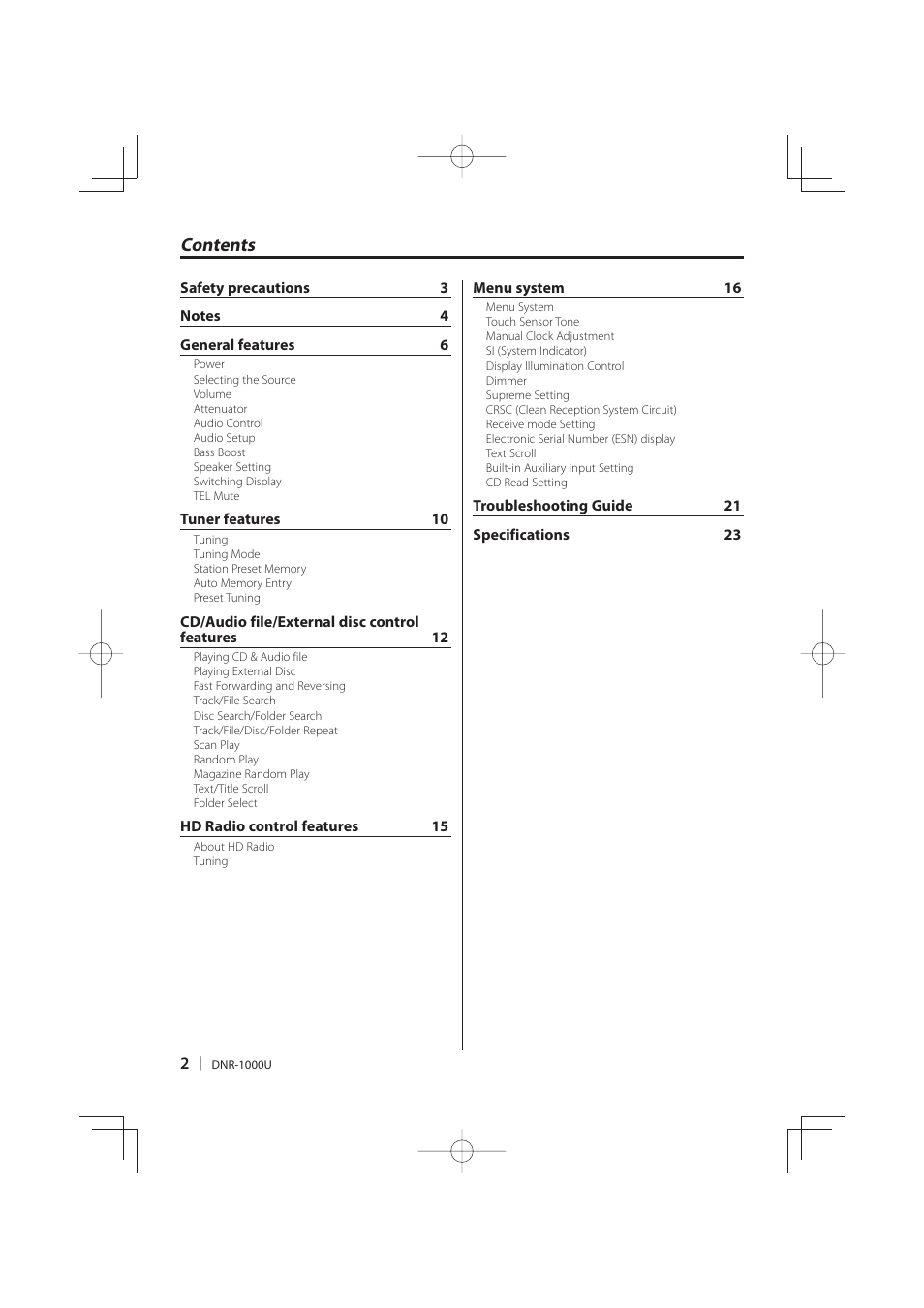 Kenwood DNR-1000U User Manual | Page 2 / 68