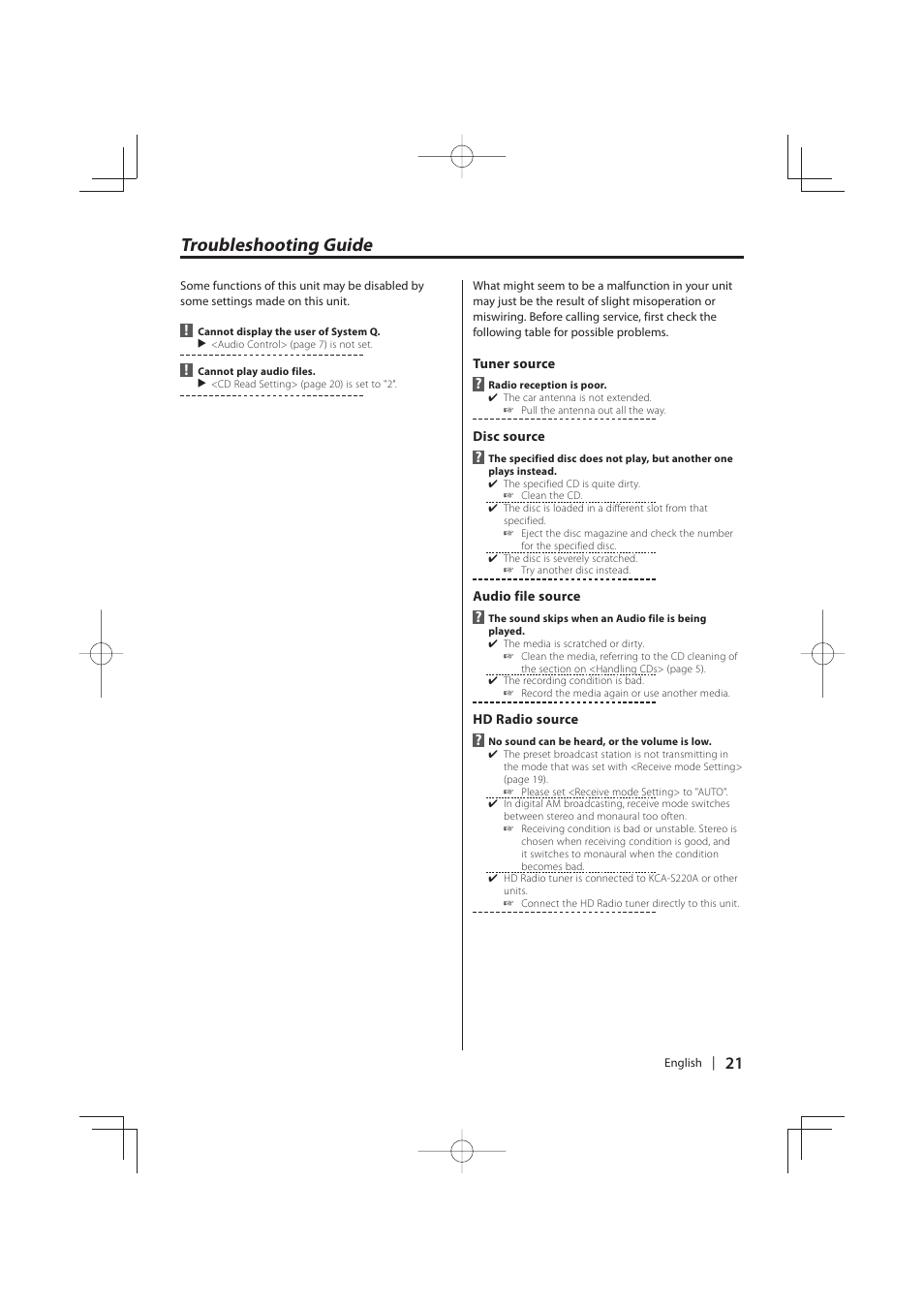 Troubleshooting guide | Kenwood DNR-1000U User Manual | Page 21 / 68