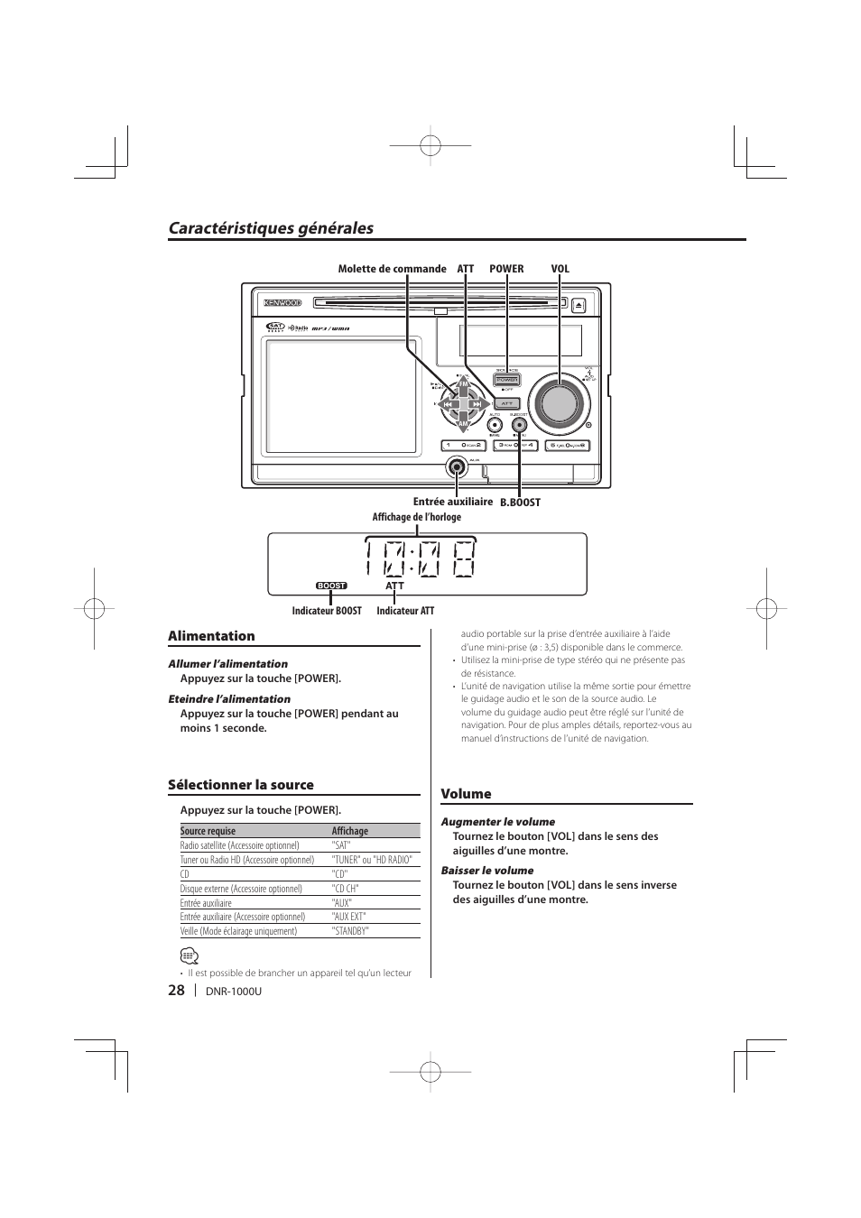 Caractéristiques générales | Kenwood DNR-1000U User Manual | Page 28 / 68
