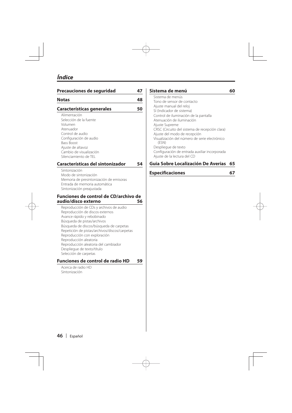 Índice | Kenwood DNR-1000U User Manual | Page 46 / 68