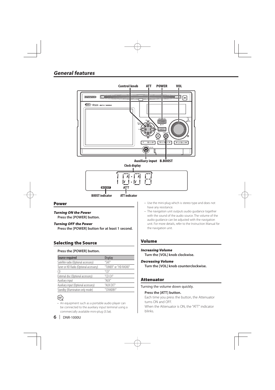 General features | Kenwood DNR-1000U User Manual | Page 6 / 68